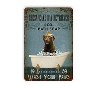 Vintage Tin Sign Chesapeake Bay Retriever Wash Your Pawsch Metal Sign for Outdoor Pub Garden Patio Home Courtyard Pool Farmhouses Funny Art Wall Decoration