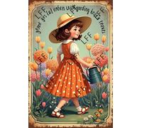 Vintage Tin Sign - Christmas Some Girls Are Just Born With Gardening Their Souls Signs Gardening Girl - Wall Art For Home Or Office Decore Poster For Spiritual - Metal Plaque 8 Inch X 12 Inch