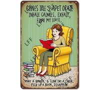 Vintage Tin Sign - Close Your Eyes Take A Breath Inhale Calmness Exhale Stress Love Reading Book Girl - Wall Art For Home Or Office Decore Poster For Spiritual - Metal Plaque 8 Inch X 12 Inch