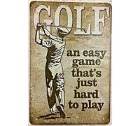 Vintage Tin Sign Funny Golf Golfing Game Easy Hard Play Officewall Door Funny Home Decor Vintage Signs For Kitchen Garage Bathroom Man Cave Coffee Bar Decor Wall Decor Gift 12x16 Inch