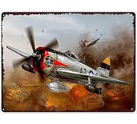 Vintage Tin Sign Funny Plaque Plaque Fighter Plane Aviation Aircraft Plane Vintage Wall Decor Tin Sign Funny Decorations For Home Bar Pub Cafe Farm Room Metal Poster 20x30cm