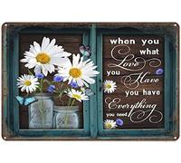 Vintage Tin Sign Funny Plaque Plaque Rustic Flower Wall Art Daisy In The Window Inspirational Quotes Vintage Wall Decor Tin Sign Funny Decorations For Home Bar Pub Cafe Farm Room Metal Poster 20x30cm