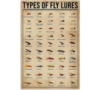 Vintage Tin Sign Funny Plaque Plaque Types Of Fly Lures Fly Fishing Vintage Wall Decor Tin Sign Funny Decorations For Home Bar Pub Cafe Farm Room Metal Poster 20x30cm
