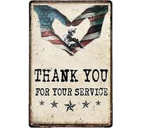 Vintage Tin Sign Funny Plaque Plaque Veterans Day Thank You For Your Service Vintage Wall Decor Tin Sign Funny Decorations For Home Bar Pub Cafe Farm Room Metal Poster 14x20cm