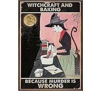 Vintage Tin Sign Funny Plaque Plaque Witch Witchcraft And Baking Vintage Wall Decor Tin Sign Funny Decorations For Home Bar Pub Cafe Farm Room Metal Poster 20x30cm