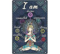Vintage Tin Sign Funny Plaque Plaque Zen Yoga Girl I'M Divine Vintage Wall Decor Tin Sign Funny Decorations For Home Bar Pub Cafe Farm Room Metal Poster 20x30cm