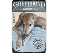 Vintage Tin Sign Greyhound Dog Bedroom Company Metal Sign Home Kitchen Bar Cafe Club Cave Wall Decor Art Sign Dog Tin Sign 12 X 8 Inch