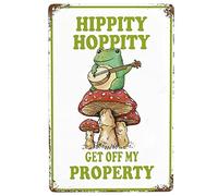 Vintage Tin Sign Hippity Hoppity Get Off My Property Frog Mushroom Wall Decor Nostalgic Metal Signs For Farmhouse Bar Pub Club Cafe Bathroom 20x30cm