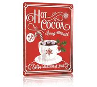 Vintage Tin Sign HOT Cocoa Sign Metal Sign for Plaque Poster Cafe Home Bar Coffee Wall Art Gift 16 X 12 INCH