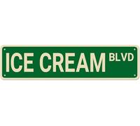 Vintage Tin Sign ICE CREAM BLVD Retro Aluminum Metal Sign for Office Kitchen Garden Wall Bab Club Coffee Home Decor 4x16 Inch