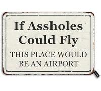 Vintage Tin Sign If Assholes Could Fly This Place Would Be an Airport 7.8X11.8 Inch Metal Decoration Crafts Sign for Home Kitchen Yard Funny Wall Decor