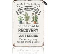 Vintage Tin Sign I'm A Plantaholic On The Road to Recovery Tin 7.8X11.8 Inch Vintage Look Decoration Painting Sign