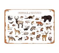 Vintage Tin Sign Kentucky Mammals Field Guide Art Print Animals Of Kentucky Nature Print Wildlife Poster Canvas Wall Art Print Wooden Hanging Scroll Frame Wall Decor Decorations Art Poster Gift Metal