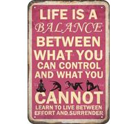 Vintage Tin Sign Life is A Balance Between What You Can Control Tin 7.8X11.8 Inches Decoration Crafts Sign for Classroom Home Living Room Funny Quotes Wall Decor