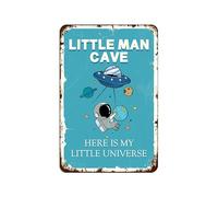 Vintage Tin Sign Little Man Cave Here Is My Little Universe Funny Art Poster Painting Metal Wall Decor for Home Bedroom Living Room Kitchen Bar Coffee Cave 12X8 Inch Gifts