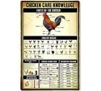 Vintage Tin Sign Metal Plaque Chicken Care Knowledge Vintage Wall Decor Tin Sign Funny Decorations For Home Bar Pub Cafe Farm Room Metal Poster 20x30cm