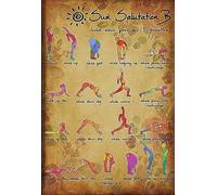 Vintage Tin Sign Metal Plaque Yoga Wall Art, Yoga Sun Salutation B Vintage Wall Decor Tin Sign Funny Decorations For Home Bar Pub Cafe Farm Room Metal Poster 20x30cm