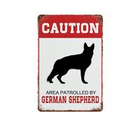 Vintage Tin Sign Metal Wall Art Area Patrolled By Dog German Shepherd Wall Poster Garage Signs Dog Puppy Animal Office House Business Room Decor For Men Caution Area Warning Sign Gift 5.5x8 Inch