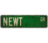 Vintage Tin Sign Newt sign Retro Aluminum Metal Sign for Street Home Office Garden Decor 4x16 Inch