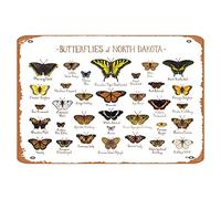 Vintage Tin Sign North Dakota Butterflies Field Guide Art Print Butterfly Nature Print Poster Canvas Wall Art Print Wooden Hanging Scroll Frame Wall Decor Decorations Art Poster Gift Metal