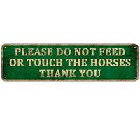 Vintage Tin Sign Please Do Not Feed Or Touch The Horses Thank You Metal Tin Sign For Bedroom Kitchen Garden Wall Bar Club Coffee Hanging Sign Home 4×16 Inch