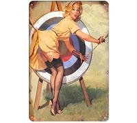 Vintage Tin Sign Pretty Girl aim Arrow Office Bedroom Living Room Club Sign for Home Cave bar Country Poster Club Wall Decoration Metal Sign 8x12 Inch