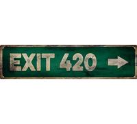 Vintage Tin Sign Retro Metal Exit 420 Signs Stylish Wall Art Plaques for Home Decor Bathroom Kitchen House and Gothic Wall Decor or as a Unique Poster 16x4 in