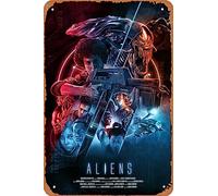 Vintage Tin Sign Retro Metal Sign Aliens (1986) Movie Poster for Cafe Bar Office Home Wall Decor Gift 12 X 8 inch