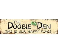 Vintage Tin Sign Retro Metal The Doobie Den Signs Stylish Wall Art Plaques for Home Decor Bathroom Kitchen House and Gothic Wall Decor or as a Unique Poster 16x4 in