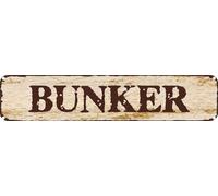 Vintage Tin Sign Retro Metal Wall Decor BUNKER Rustic Aluminum Plaque for Home,Bar,Kitchen,Garage,Man Cave 4x16 Inch