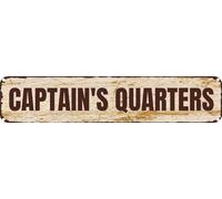 Vintage Tin Sign Retro Metal Wall Decor CAPTAIN'S QUARTERS Rustic Aluminum Plaque for Home,Bar,Kitchen,Garage,Man Cave 4x16 Inch