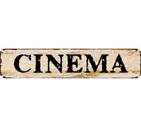 Vintage Tin Sign Retro Metal Wall Decor CINEMA Rustic Aluminum Plaque for Home,Bar,Kitchen,Garage,Man Cave 4x16 Inch