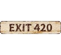 Vintage Tin Sign Retro Metal Wall Decor EXIT 420 Rustic Aluminum Plaque for Home,Bar,Kitchen,Garage,Man Cave 4x16 Inch