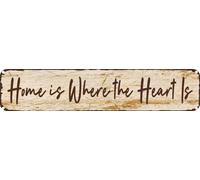 Vintage Tin Sign Retro Metal Wall Decor Home is Where the Heart Is Rustic Aluminum Plaque for Home,Bar,Kitchen,Garage,Man Cave 4x16 Inch