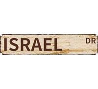 Vintage Tin Sign Retro Metal Wall Decor ISRAEL DR Rustic Aluminum Plaque for Home,Bar,Kitchen,Garage,Man Cave 4x16 Inch
