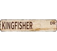 Vintage Tin Sign Retro Metal Wall Decor KINGFISHER DR Rustic Aluminum Plaque for Home,Bar,Kitchen,Garage,Man Cave 4x16 Inch