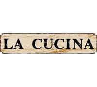 Vintage Tin Sign Retro Metal Wall Decor LA CUCINA Rustic Aluminum Plaque for Home,Bar,Kitchen,Garage,Man Cave 4x16 Inch