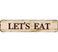 Vintage Tin Sign Retro Metal Wall Decor LET'S EAT Rustic Aluminum Plaque for Home,Bar,Kitchen,Garage,Man Cave 4x16 Inch