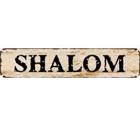Vintage Tin Sign Retro Metal Wall Decor SHALOM Rustic Aluminum Plaque for Home,Bar,Kitchen,Garage,Man Cave 4x16 Inch