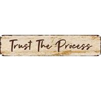 Vintage Tin Sign Retro Metal Wall Decor Trust The Process Rustic Aluminum Plaque for Home,Bar,Kitchen,Garage,Man Cave 4x16 Inch