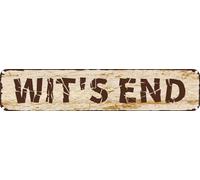 Vintage Tin Sign Retro Metal Wall Decor WIT'S END Rustic Aluminum Plaque for Home,Bar,Kitchen,Garage,Man Cave 4x16 Inch