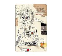 Vintage Tin Sign Retro Pictorial Anthony Bourdain Drinking Metal Poster Plaque Wall Decor Gift For Men Cave Garage Library Living Room School Garden 16x24 Inch