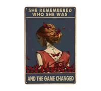 Vintage Tin Sign - 'She Remembered Who She Was' Design - Romantic Butterflies Wall Art - Perfect Gift for Independence Day or Veterans Day - 8x12 Inches