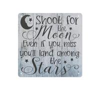 Vintage Tin Sign Shoot for the Moon Even if You Miss,You'll Land Among the Stars Signs Bar Restaurant Cafe Living Room Bedroom Office Bathroom Funny Tin Sign,Wall Decor Plaque Metal Signs 12x12 inch