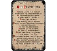 Vintage Tin Sign the Beatitudes Wall Décor - Scripture Wall Décor - Christian Wall Art for Home or Office Decore, Inspirational Verse Poster for Spiritual - Metal Plaque 8 Inch X 12 Inch
