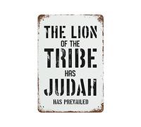 Vintage Tin Sign The Lion Of The Tribe Of Judah Has Prevailed Wall Art Decor Metal Sign Quote Pub Diner Cafe Poster Home Bar Club Garden Farm Garage Decoration 8"x12"