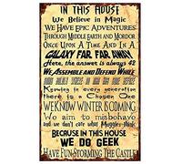 Vintage Tin Sign This House We Do Geek Magic Metal Poster Retro Plaque Wall Decor Gift For Garden Men Cave Garage Classroom Library Living Room School 8×12 INCH