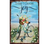 Vintage Tin Sign Turtle Today I Choose Joy Metal Sign Home Kitchen Bar Cafe Club Cave Wall Decor Turtles Tin Sign 8x12 Inch Birthday Gift For Mom, Dad, Grandpa And Grandma