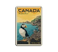 Vintage Tin Signs Canada Newfoundland Puffins Travel Tin Signs Wall Decor for Cafe Bar Pub Home 30 * 40CM