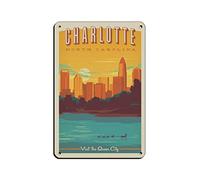 Vintage Tin Signs Charlotte North Carolina Metal Travel Tin Signs Wall Decor for Cafe Bar Pub Home 30 * 30CM